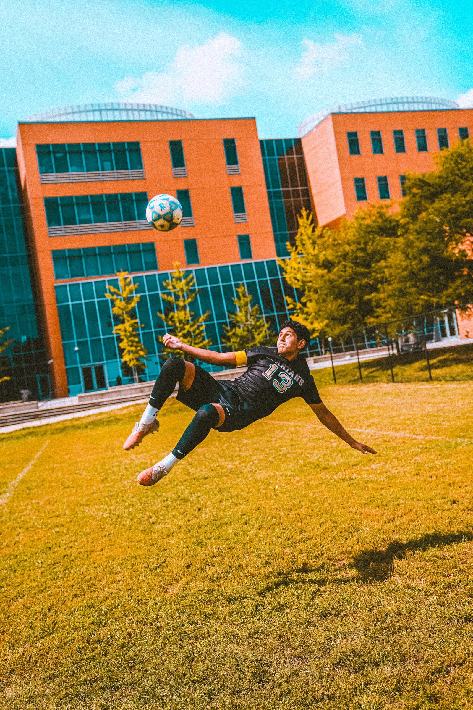 Player mid bicycle kick